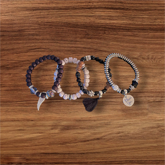 Black Beaded Bracelet set