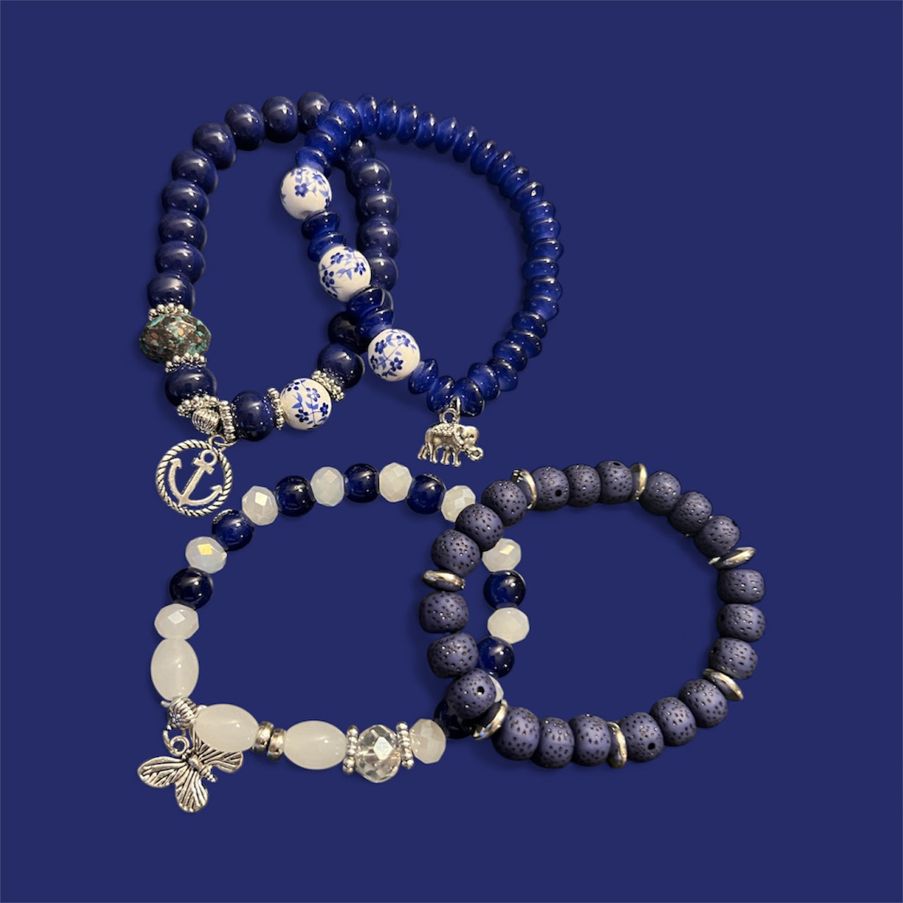 Navy Beaded Bracelet set