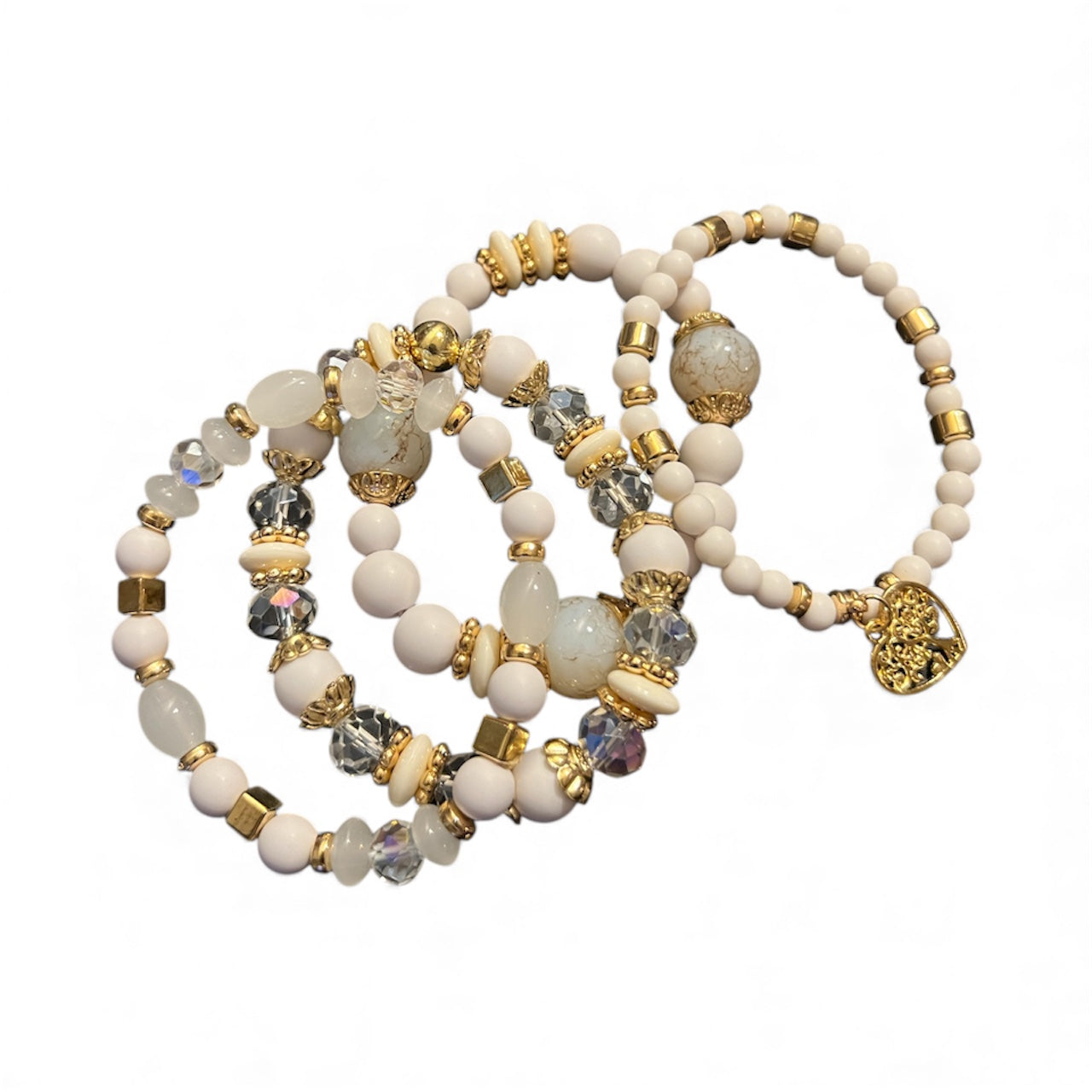 White Beaded Bracelet set